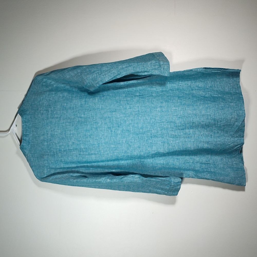 Island Company 100% linen blue shell kimono tunic coverup top M - Picture 5 of 10